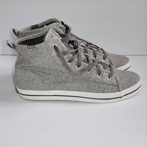 Keds Metallic Dot Gray Wool Shoes High Top Sneakers Classic Lace Up/Size 10.